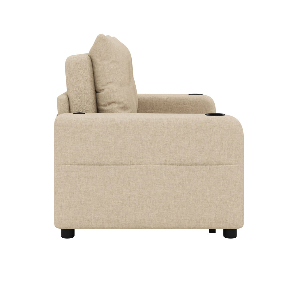 Divano letto 2 posti - con funzione relax e USB - con portabicchieri e tasche - beige