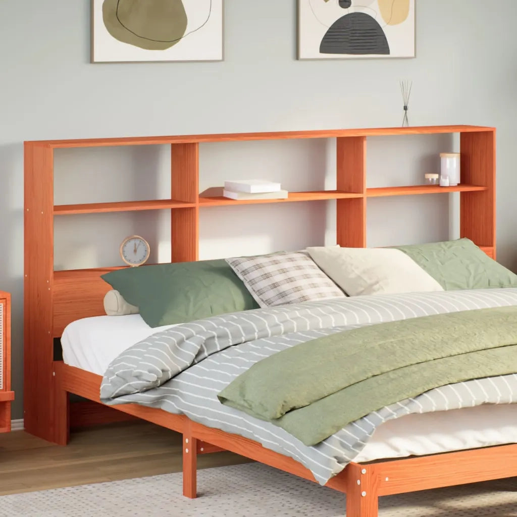 Testiera con Ripiani-Testata contenitore Marrone Cera 180 cm in Legno di Pino 265366