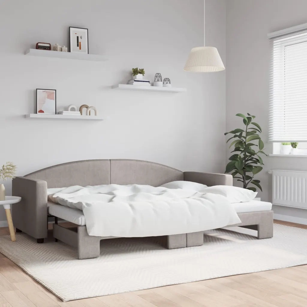 Divano Letto con Letto Estraibile Tortora 80x200 cm Tessuto