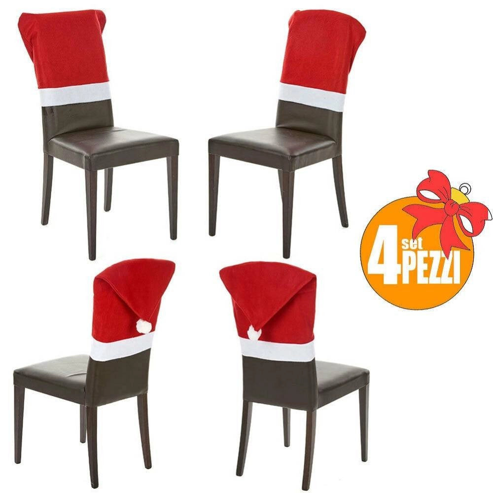 Trade Shop - Set 4 Pezzi Copri Sedia Coprisedia Decorazioni Per Sedie Natalizie 70x52cm Rosso -
