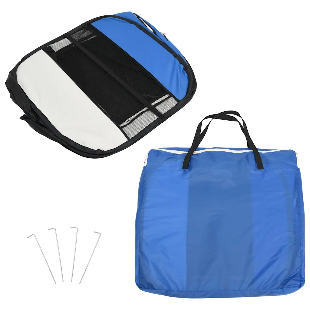 Box per Cani Pieghevole con Borsa Trasporto Blu 145x145x61 cm 171016