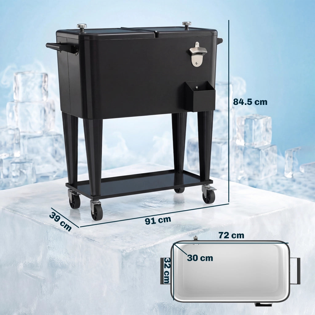 Carrello Frigo ¨C Zephmum ¨C Nero, Plastica e Acciaio, 91x39x84.5 cm