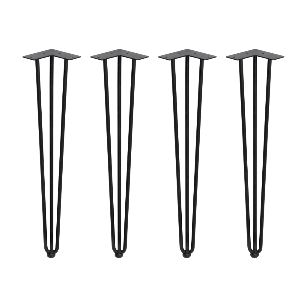 Set di Gambe Hairpin di 3 Bastoncini per Tavolo H710 Verniciato Nero Acciaio Emuca