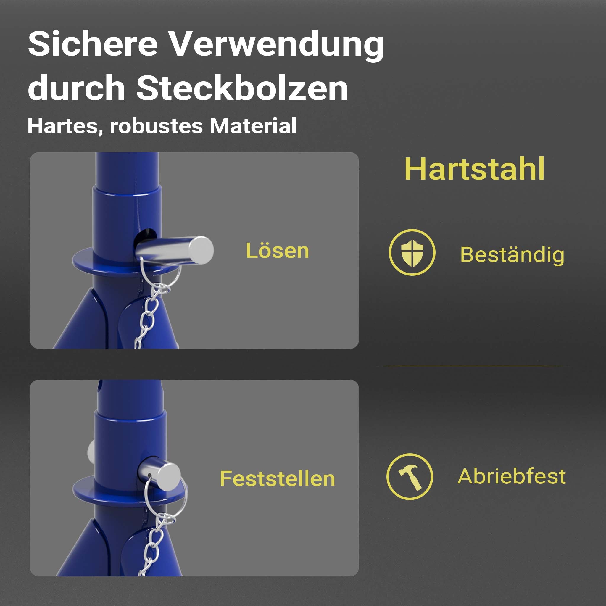 set cric sollevatore + 2 cavalletti max 2t altezza regolabile