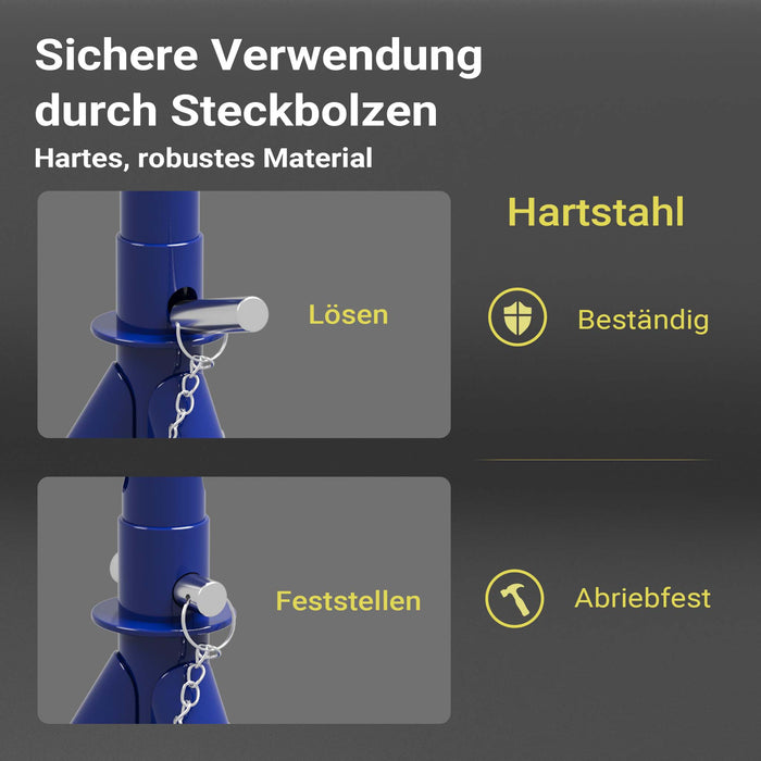 set cric sollevatore + 2 cavalletti max 2t altezza regolabile