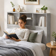Bed Headboard With Shelves, Concrete Grey, 100x19x103.5 Cm
