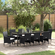 Set da pranzo giardino 9 pezzi Nero Polyrattan