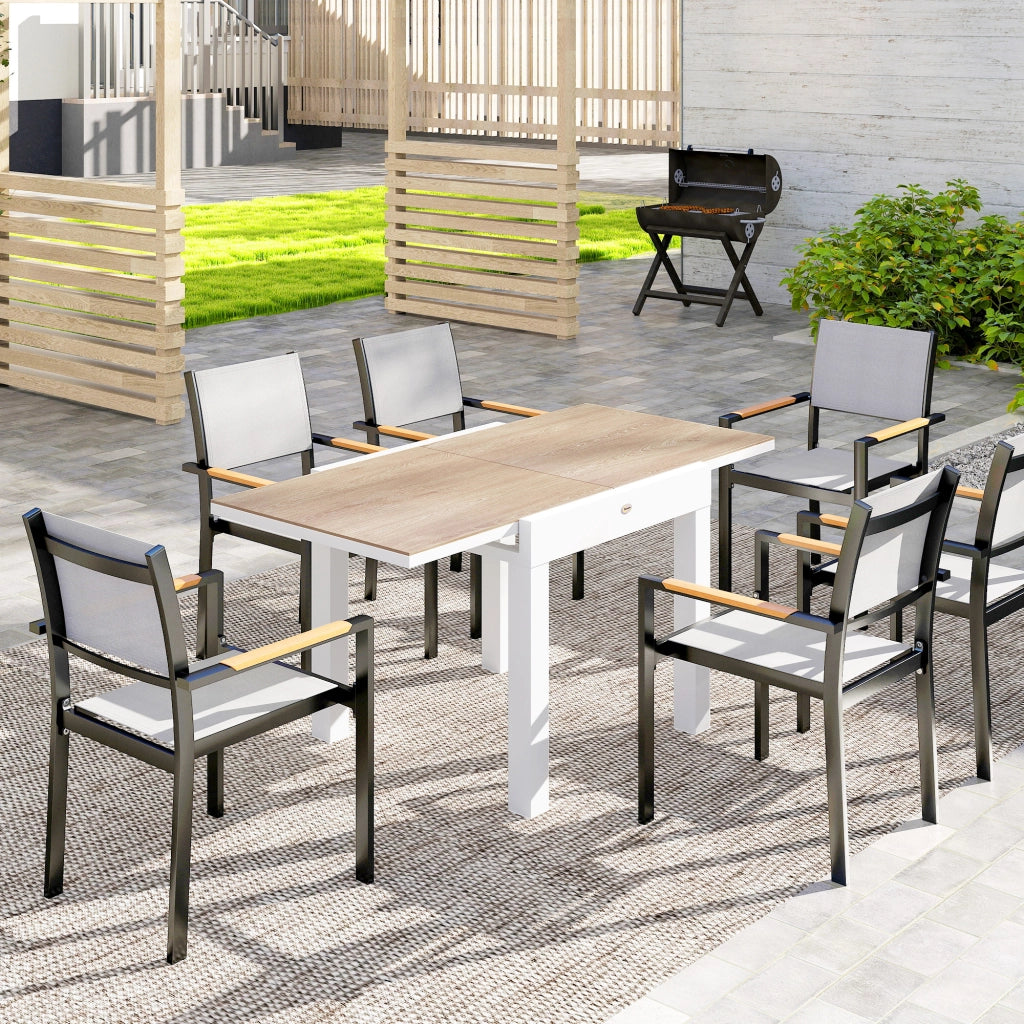 Tavolo da Pranzo Allungabile per Giardino ¨C zephmum ¨C Bianco 80-160 cm