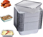 Scatole in alluminio con coperchio - 60 pezzi - 650 ml - usa e getta - per il trasporto di alimenti - congelamento grilling cottura in forno