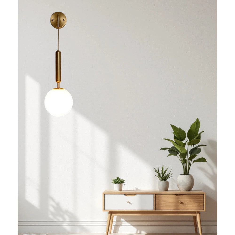 APPLIQUE LAMPADA DA PARETE PER INTERNI DAL DESIGN MODERNO MINIMAL CON SFERA A SOSPENSIONE ATTACCO PER LAMPADINE G9