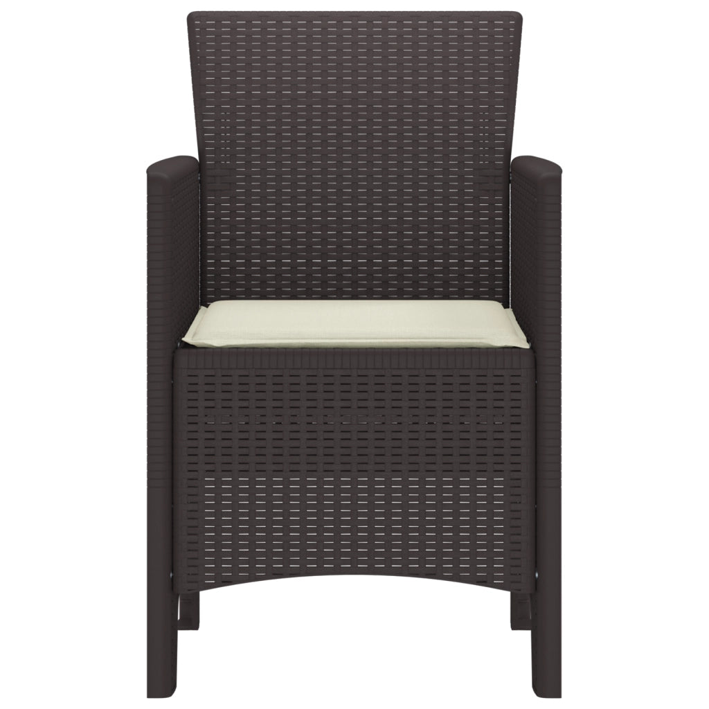 Sedie da Giardino con Cuscini 4 pz Marrone Polirattan