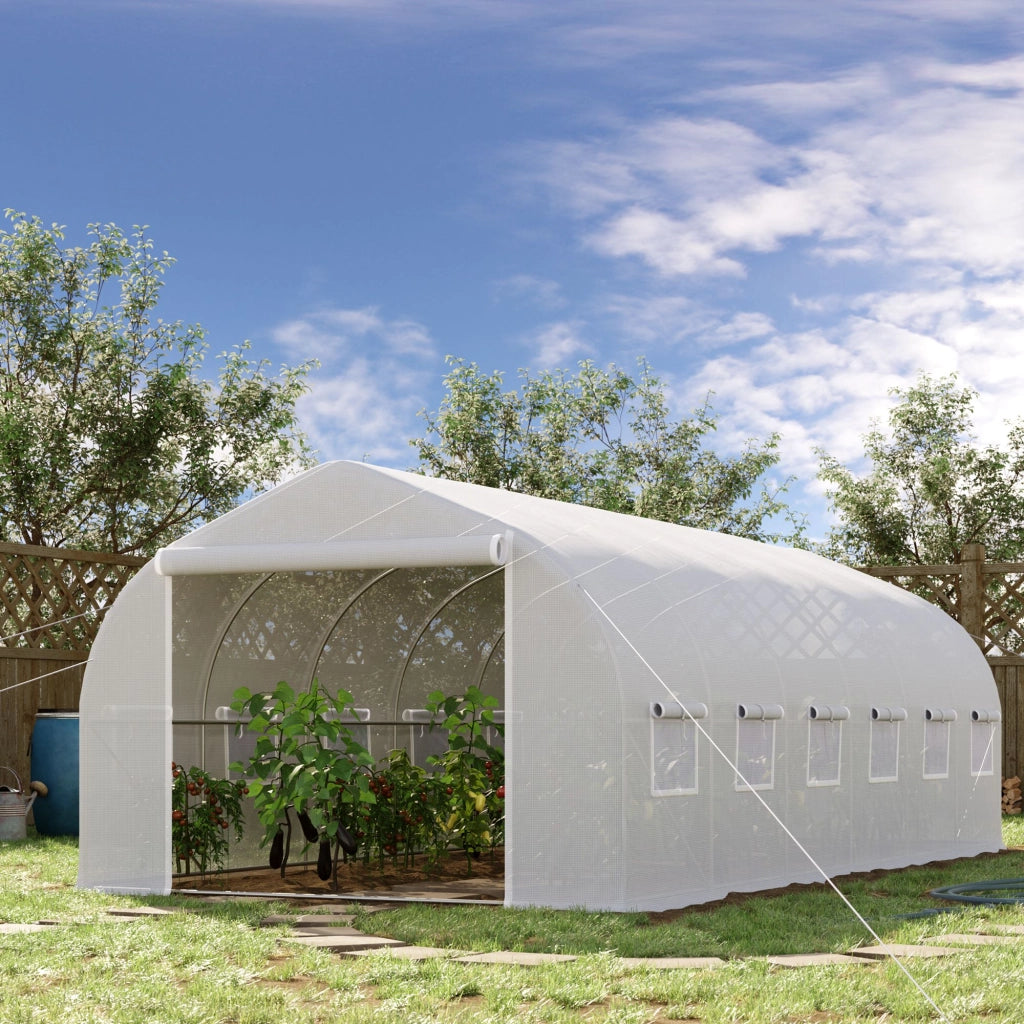 Serra da Giardino Tunnel 6x3x2 m ¨C zephmum ¨C 12 Finestre e Porta con Zip, Metallo, Bianco