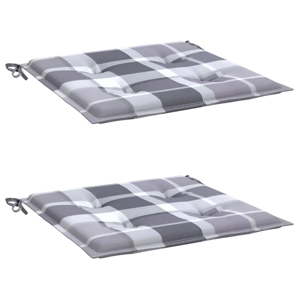 Cuscini per Sedia 2 pz a Quadri Grigi 50x50x3 cm Tessuto Oxford