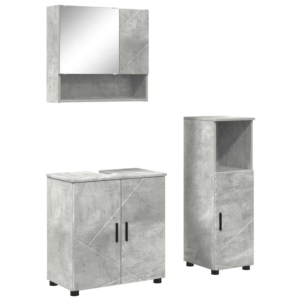 Set di mobili per il bagno con porta 3 pcs Grigio cemento 3392946