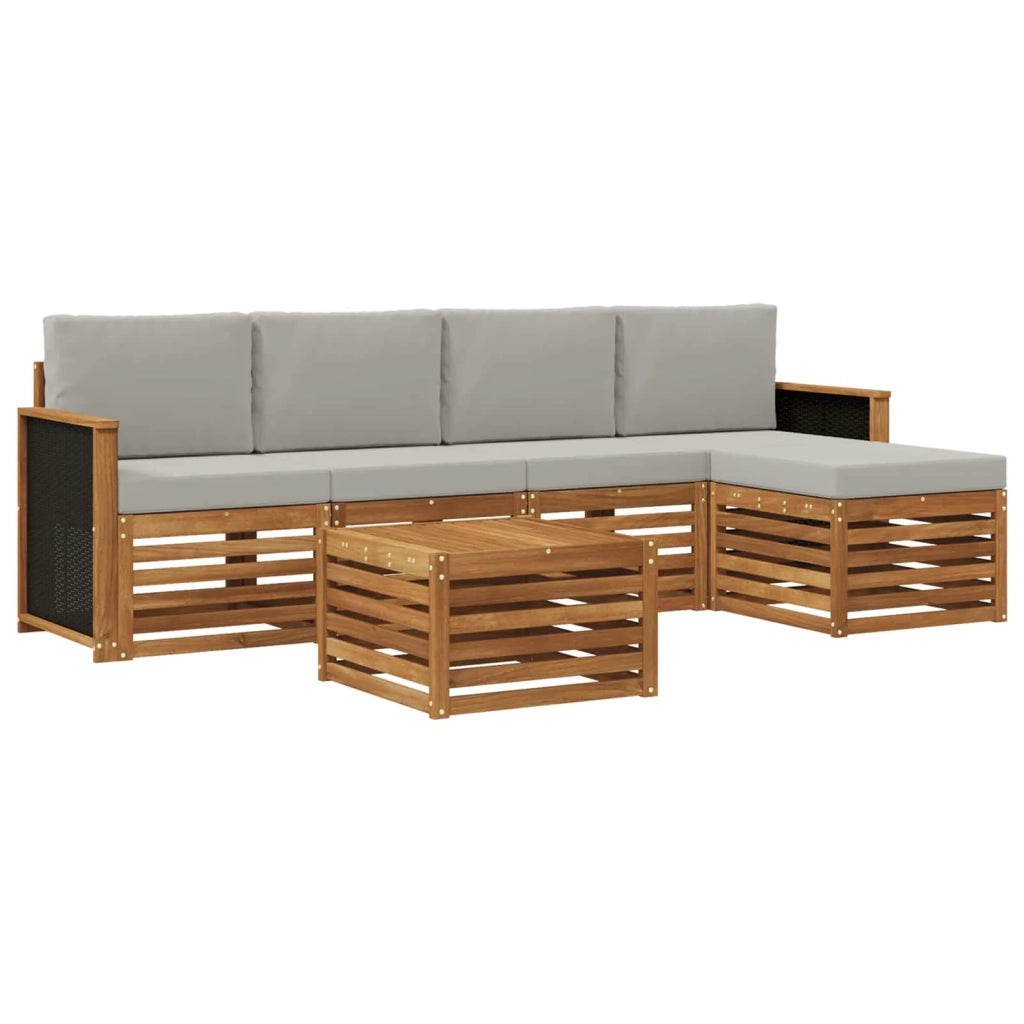 Set di divani da esterno 6 pz Naturale e Grigio Chiaro 3384252