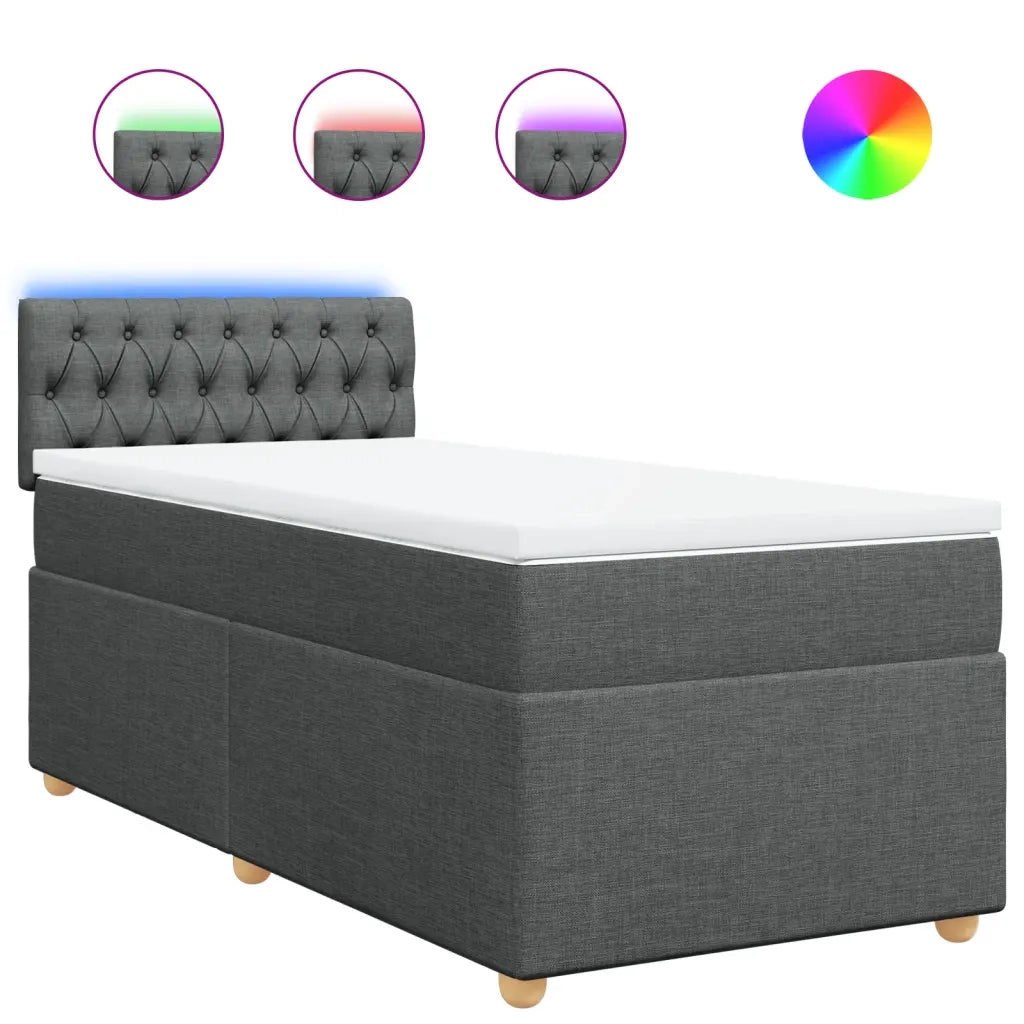 Giroletto a Molle con Materasso Grigio Scuro 90x200 cm Tessuto