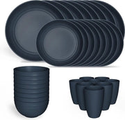 Set di servizio per campeggio 8 pezzi, piatti e ciotole, piatti in plastica, resistente al magnetron, resistente alla macchina da stirare, set di servizio per camper, esterno