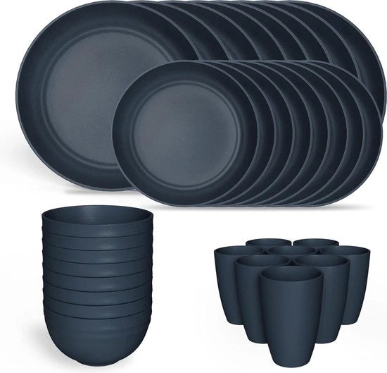 Set di servizio per campeggio 8 pezzi, piatti e ciotole, piatti in plastica, resistente al magnetron, resistente alla macchina da stirare, set di servizio per camper, esterno