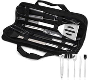 Impianto BBQ 5 pezzi, set di accessori per BBQ in acciaio inossidabile, attrezzi per BBQ, accessori per BBQ, giardino, esterno, escursione