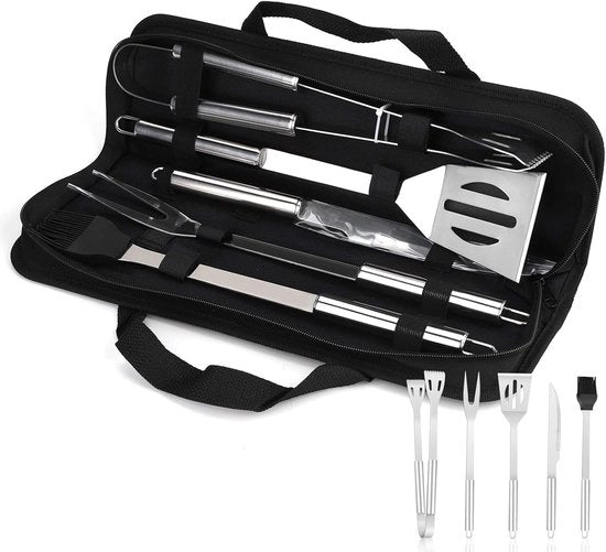 Impianto BBQ 5 pezzi, set di accessori per BBQ in acciaio inossidabile, attrezzi per BBQ, accessori per BBQ, giardino, esterno, escursione