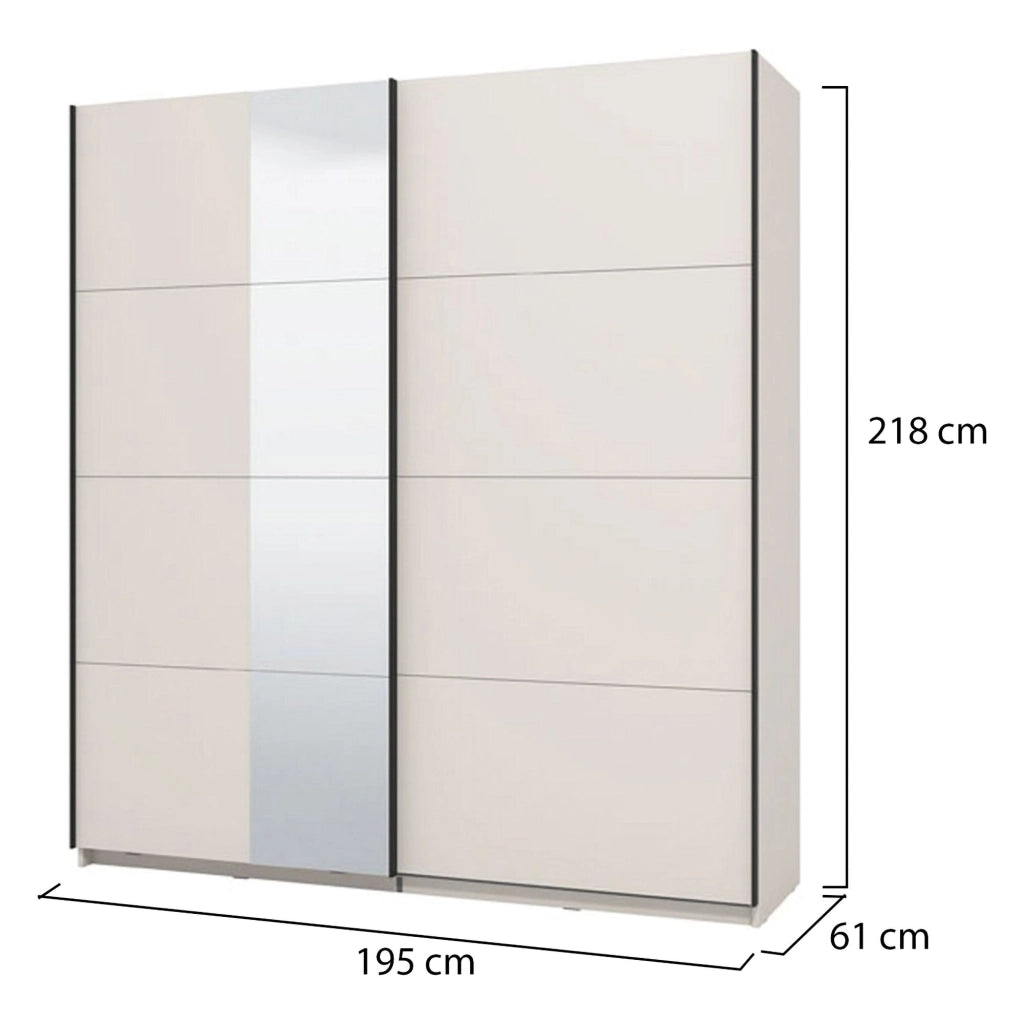 Armadio Camera da Letto Porlezza, Guardaroba Grande Appendiabiti, 195x217.5h cm Bianco Crema