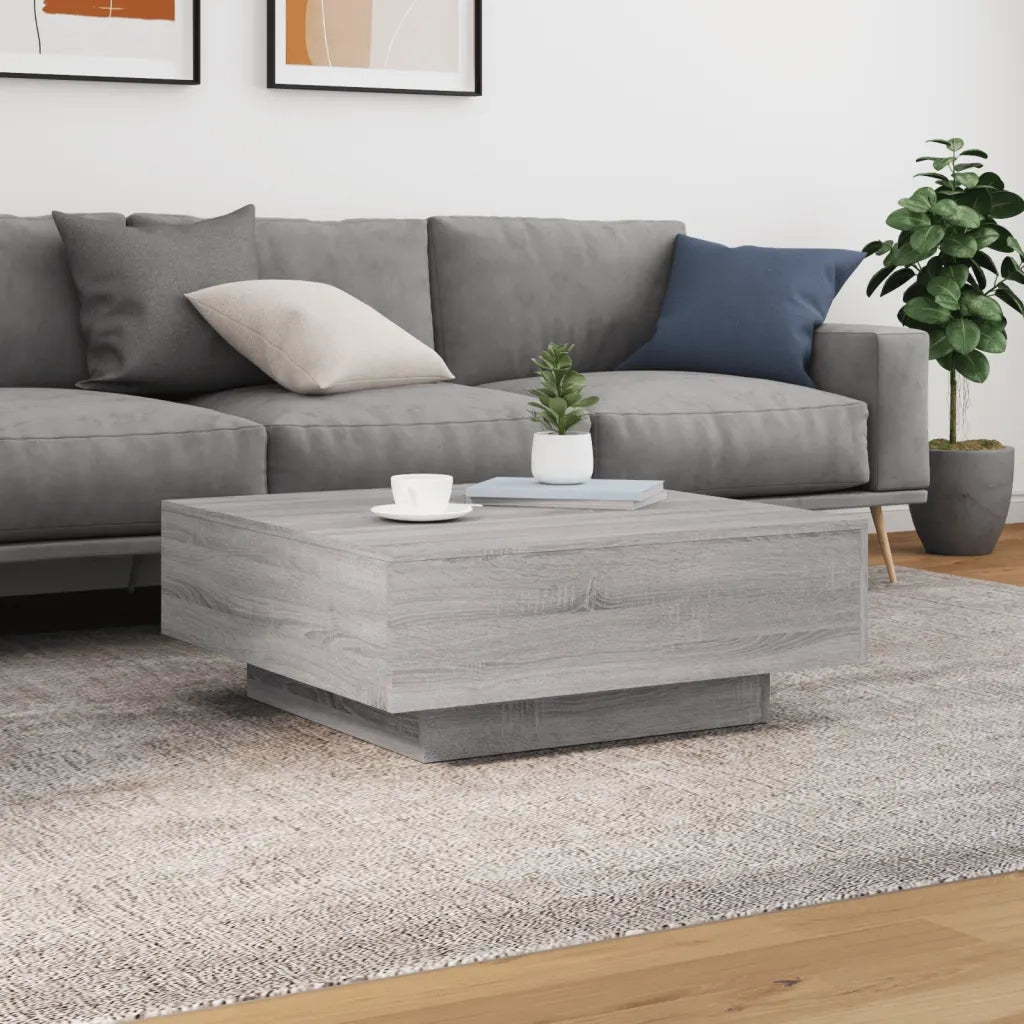 Tavolino da Salotto-Tavolino da soggiorno-Tavolo Grigio Sonoma 80x80x31 cm Legno Multistrato