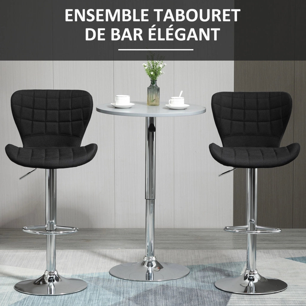 Sgabello da Bar Design Moderno Regolabile Girevole 360¡ã ¨C Zephmum ¨C Lino Nero 59-81 cm