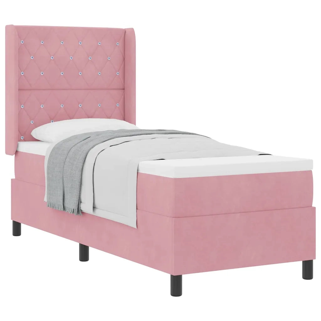 Letto a molle con testiera Rosa 80 x 200 cm Velluto 3341929