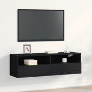 Mobile TV a Parete Nero Rovere 100x30x30 cm Legno Ingegnerizzato