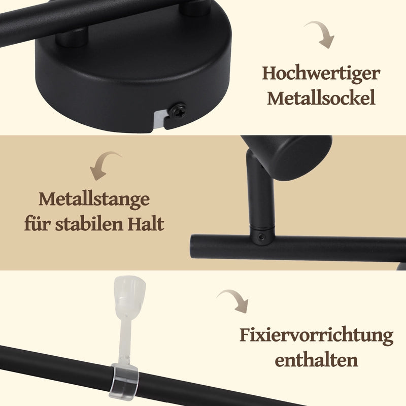 ZMH Faretto da soffitto neri 6 luci E14 tessuto retrò girevoli 350° per soggiorno camera letto senza lampadina