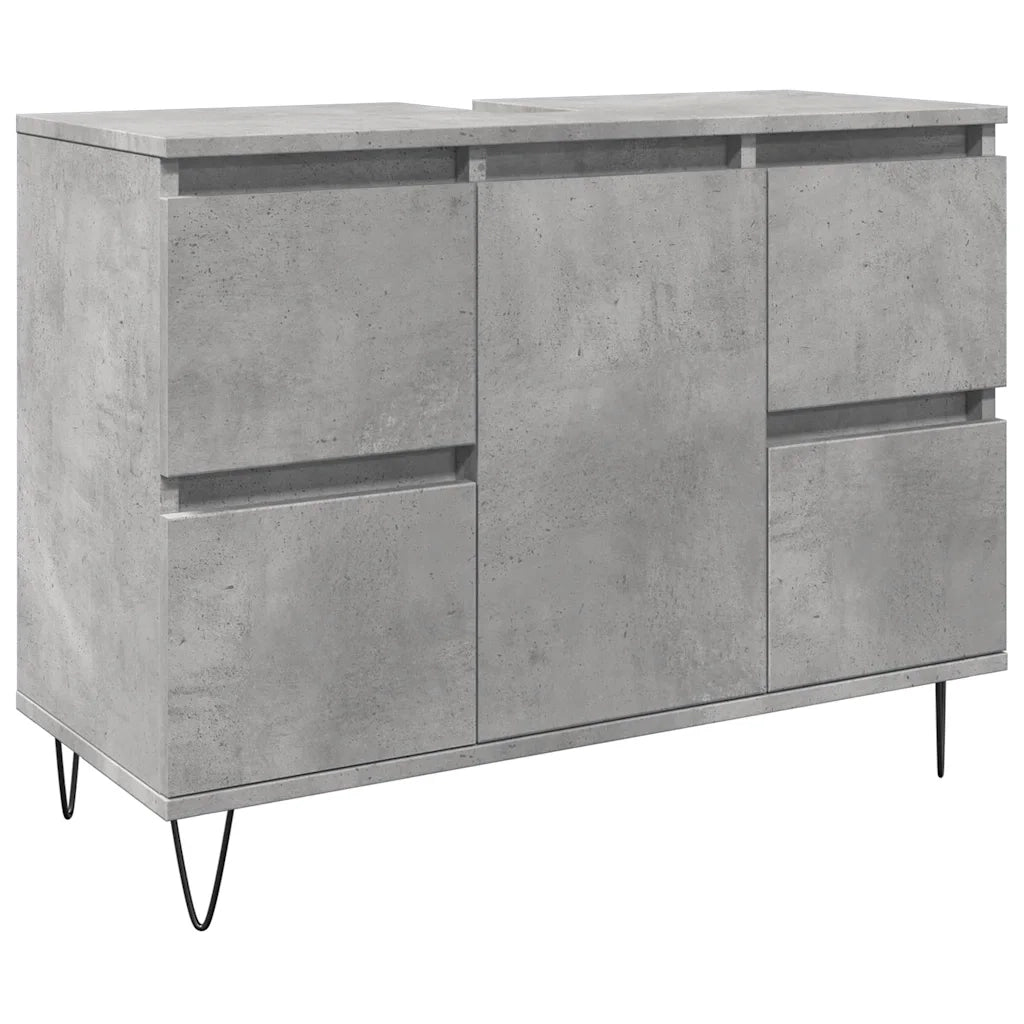 Armadietto da Bagno Grigio Cemento 80x33x60cm in Truciolato 857234