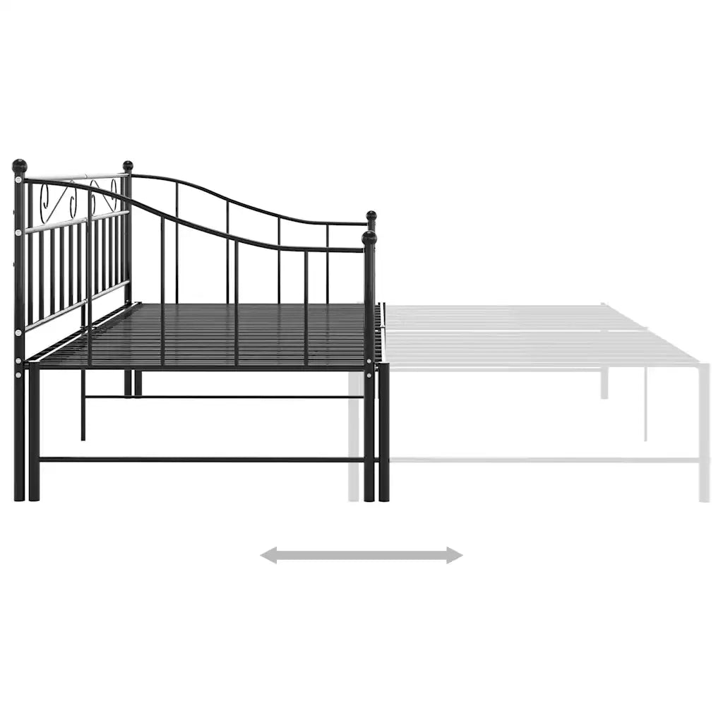 Telaio Divano Letto Estraibile Nero in Metallo 90x200 cm 324776