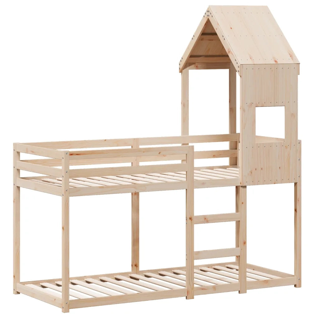 Letto a Castello senza Materasso-Struttura Letto a Castello 90x190 cm Legno di Pino 714552
