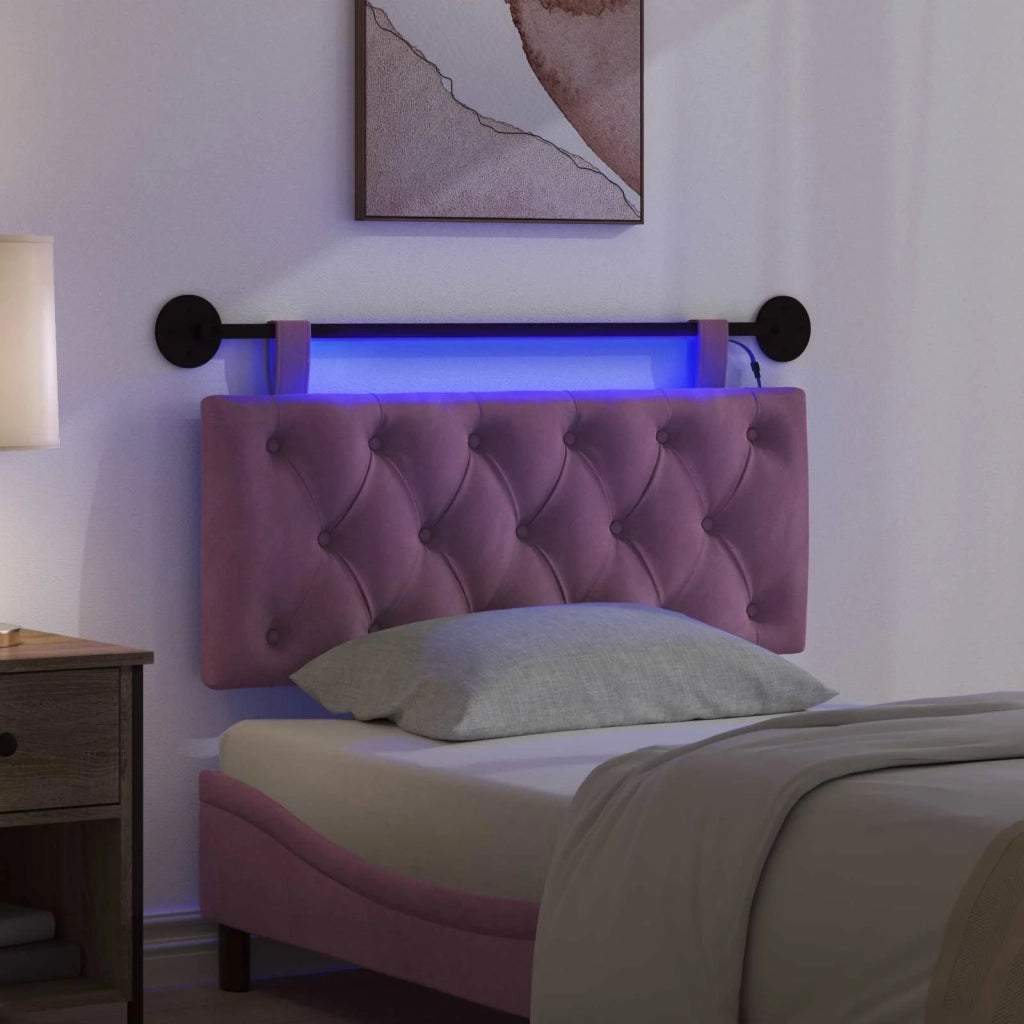 Testiera | Testata sospesa Con luce LED Viola Velluto
