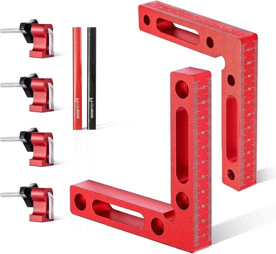 Klemme a 90 gradi a due pezzi - posizione di posizionamento in lega di alluminio - quadrata - 120 mm 47 pollici - con 4 set di blocchi di gomma - klemme a L - per lavori di carpenteria, cornici e cassetti