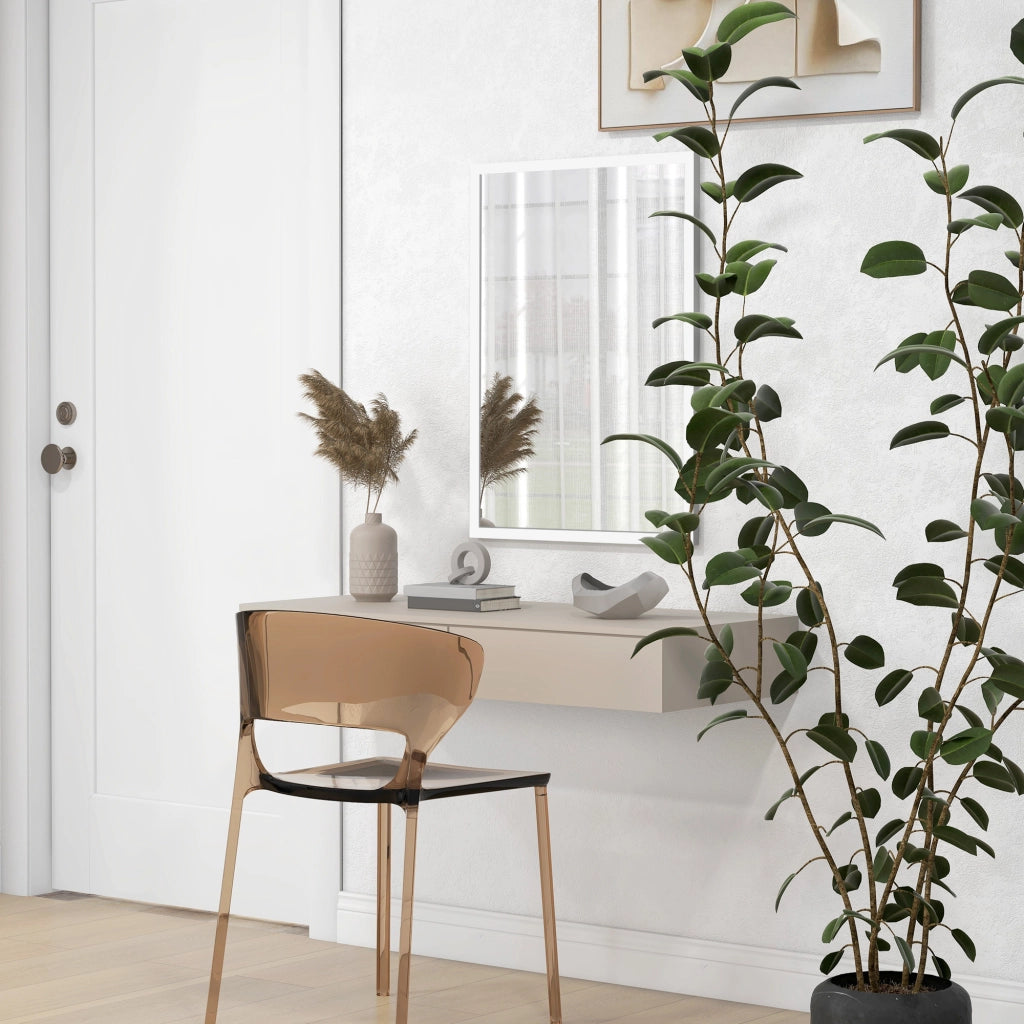 Specchio da Parete Rettangolare 50x70 cm in Vetro e MDF Bianco