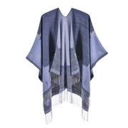 Sciarpa di nuovo stile con nappe e fiorellini, alla moda, oversize, calda e con spacco.