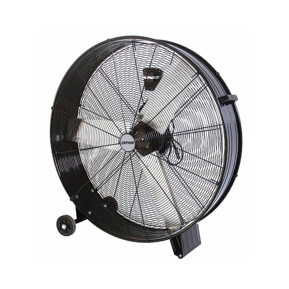 Zephir ZDM90CM Ventilatore industriale da pavimento ad alta velocità ple 90cm 3 velocità 300W in alluminio 2 ruote e maniglia Nero
