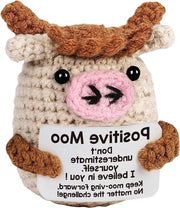 Regali di Crochet con Forma di Bovino in Dimensione Mini per Supporto Emotivo Inspirazionale - Regalo Perfetto per Donne, Uomini, Colleghi e Amici