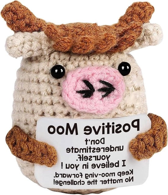 Regali di Crochet con Forma di Bovino in Dimensione Mini per Supporto Emotivo Inspirazionale - Regalo Perfetto per Donne, Uomini, Colleghi e Amici