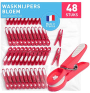 Wasknijpers in legno 48 pezzi - Duraturo - Mandrino per asciugare - Piccole maniglie per asciugare - Maniglione per asciugare - Maniglione robusto in plastica - Clip per asciugare