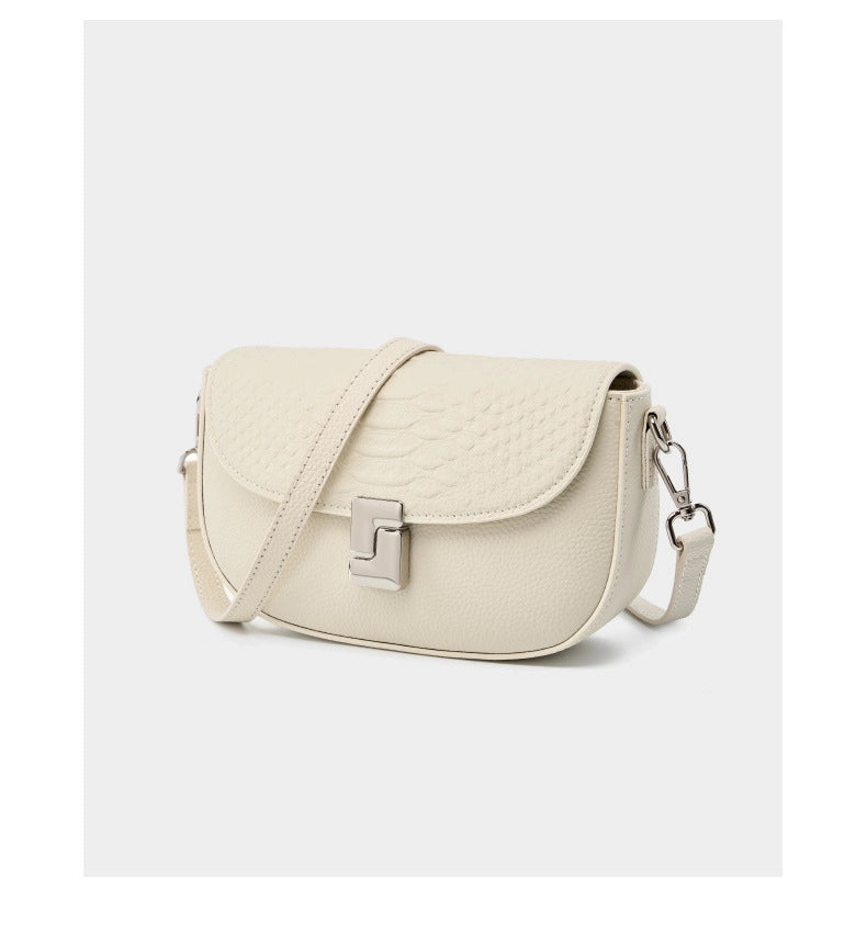 Borsa a tracolla da donna in vera pelle, grande capacit¨¤, piccola borsa quadrata, bianca