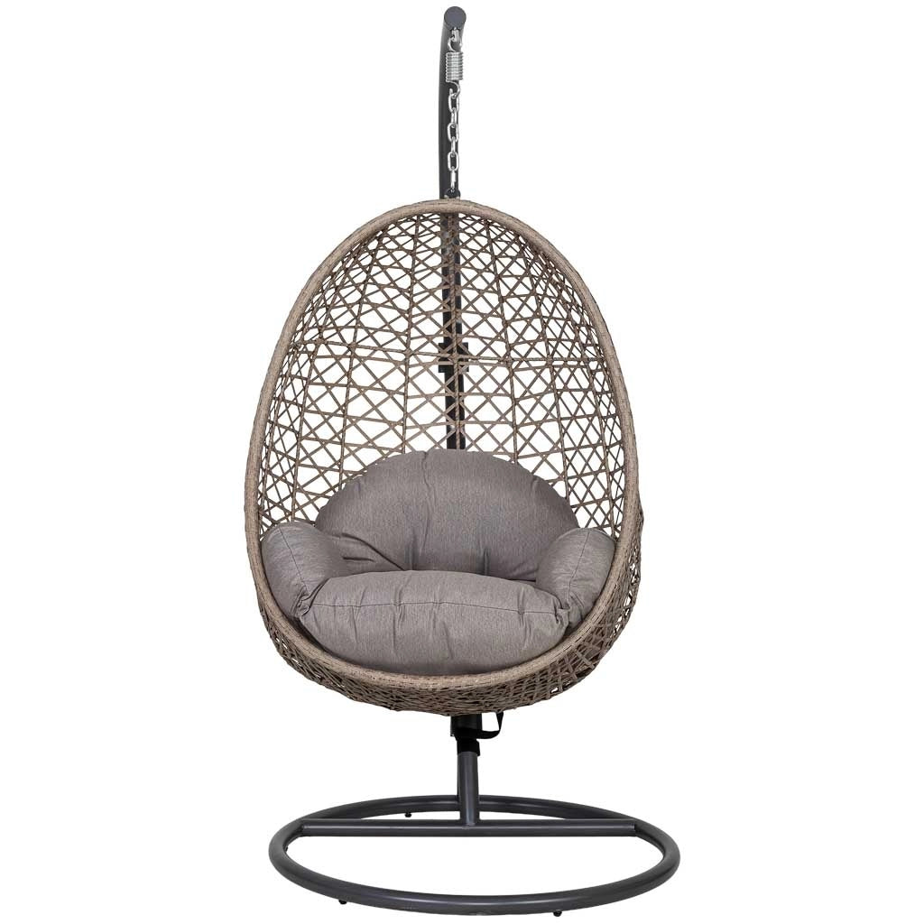 Poltrona sospesa alluminio con cuscino marrone D95x195 cm