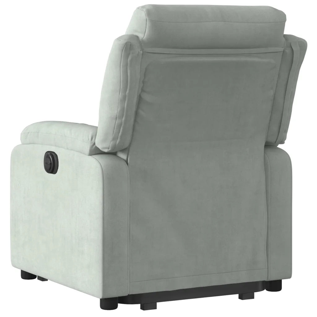 Poltrona Alzapersona Reclinabile Grigio Chiaro in Velluto 3205092