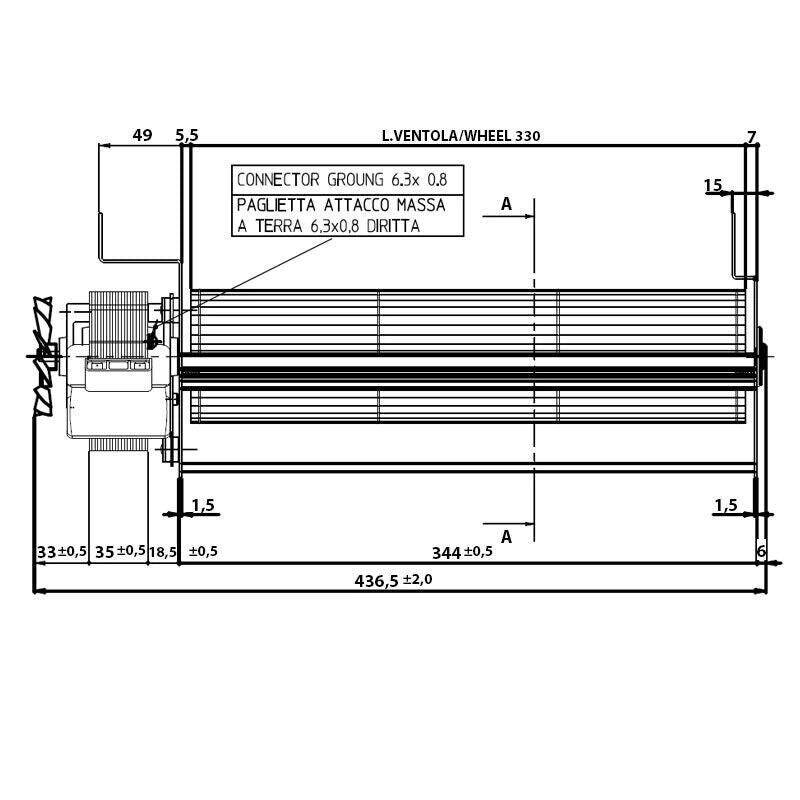 Ventilatore Emmevi/Fergas 153612 - TGO 80/1 - 330/35 (per stufa a pellet)