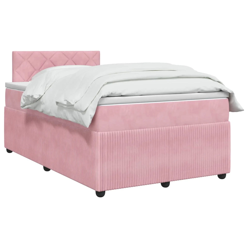 Letto box spring con materasso Rosa 120 x 190 cm Velluto 3453112