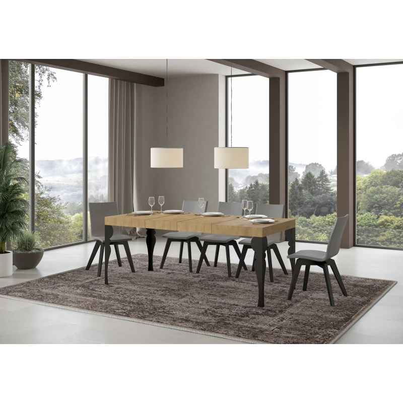 Tavolo allungabile 90x140/244 cm Paxon Premium telaio Antracite - Quercia Natura
