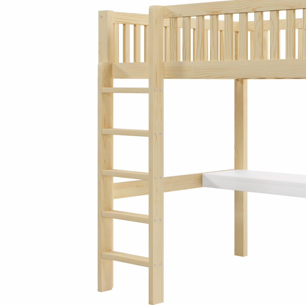 Letto a soppalco 140x200 cm con scrivania, armadio e 3 cassetti