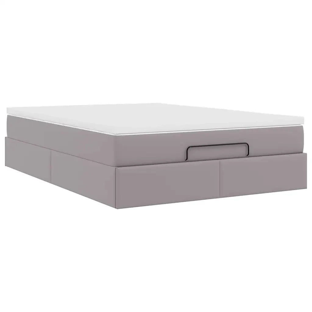 Struttura Letto Pouf con Materasso Grigio 140x200 cm Similpelle 3311044