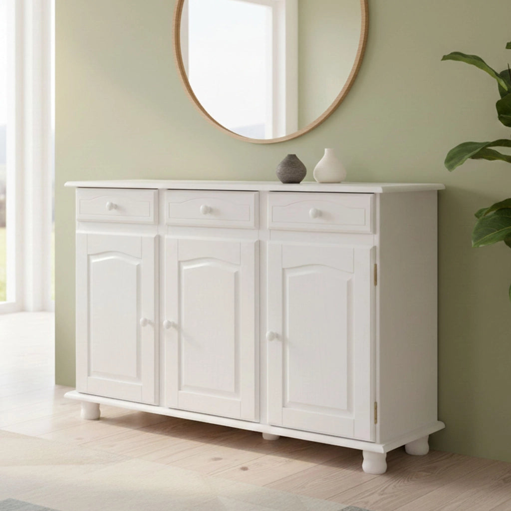 Madia Gragnano, Credenza 3 Cassetti, 130x43x87h cm Bianco